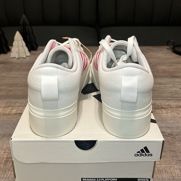 NWT Adidas Bravada 2.0 Platform Women's Shoes - White/Pink - ID5576 - Picture 13 of 16